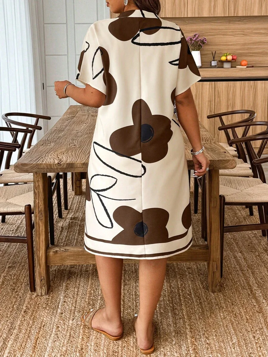 Plus Size Summer Floral Print VNeck Batwing Dress 2 | PricZone Plus Size Summer Floral Print V Neck Batwing Dress 2 | PricZone