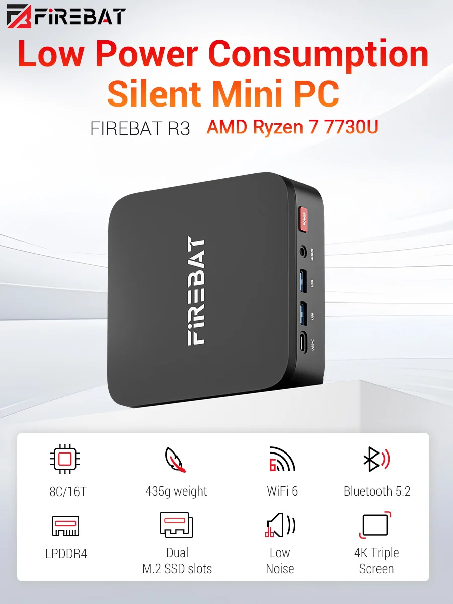 Firebat R3 Mini PC Amd Ryzen7 7730U Ryzen5 7430U Ryzen3 9