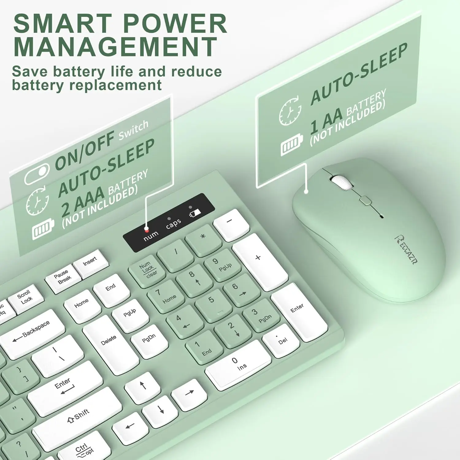 Wireless Keyboard and Mouse Combo Full-Sized 9