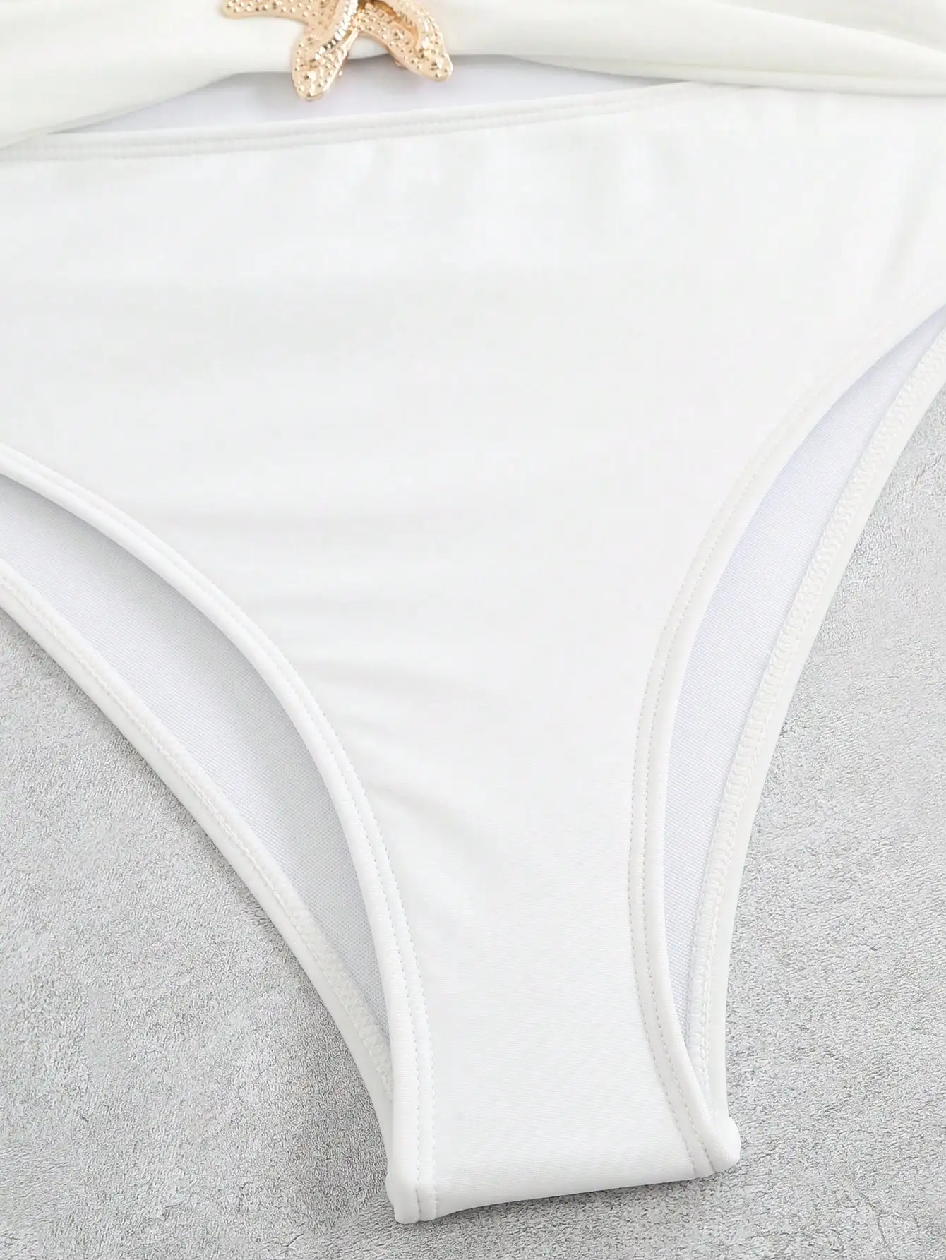Minimalist White OnePiece Swimsuit with Metallic Beaded 6 | PricZone Minimalist White One Piece Swimsuit with Metallic Beaded 6 | PricZone