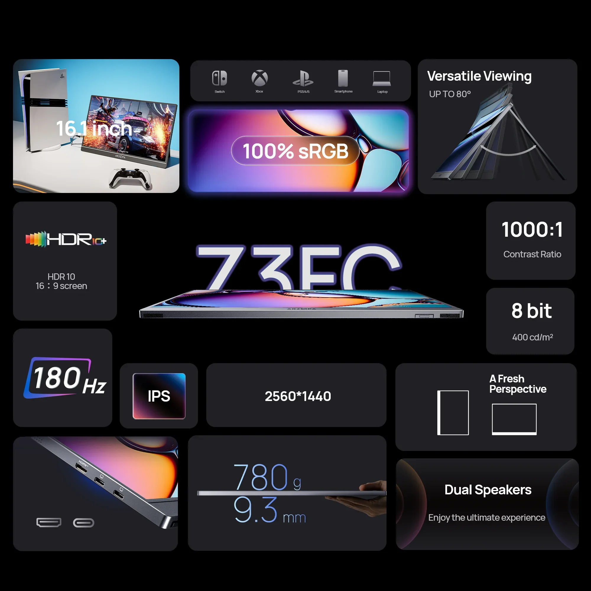 1In 180Hz 25K Portable Monitor with HDR IPS and sRGB 6 | PricZone 1In 180Hz 25K Portable Monitor with HDR IPS and sRGB 6 | PricZone