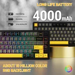 Attack Shark X86 75 Aluminum Cnc Wireless Mechanical 6 | PricZone RGB backlit keyboard banner highlighting a 4000 mAh battery claim with bullets Fast Charging Durability Long lasting ON bottom text mentions 16 million color RGB backlight | PricZone