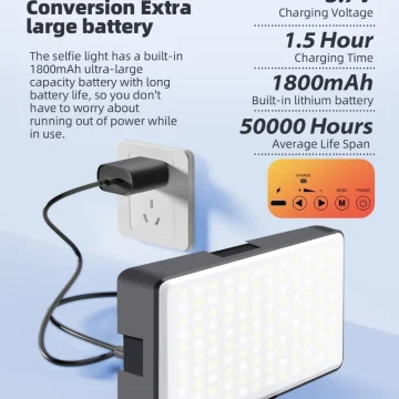 LED Portable Selfie Light with Tripod Adapter 2