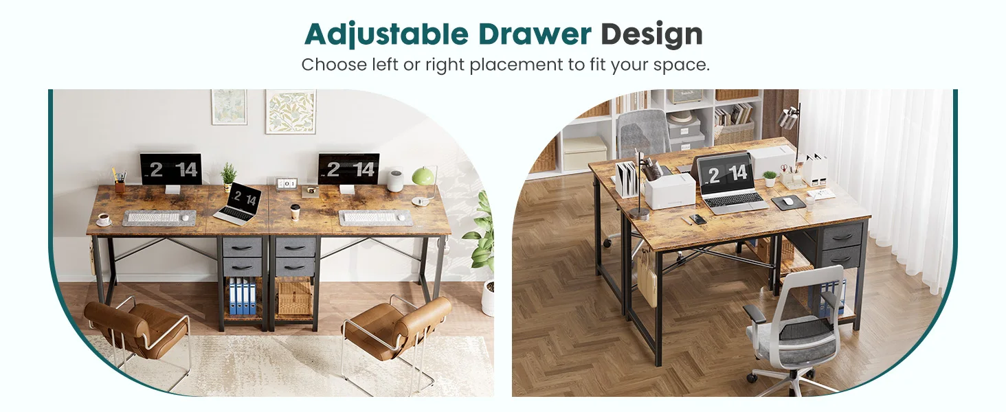 47-in Computer Desk with 2 Drawers for Study Office 12