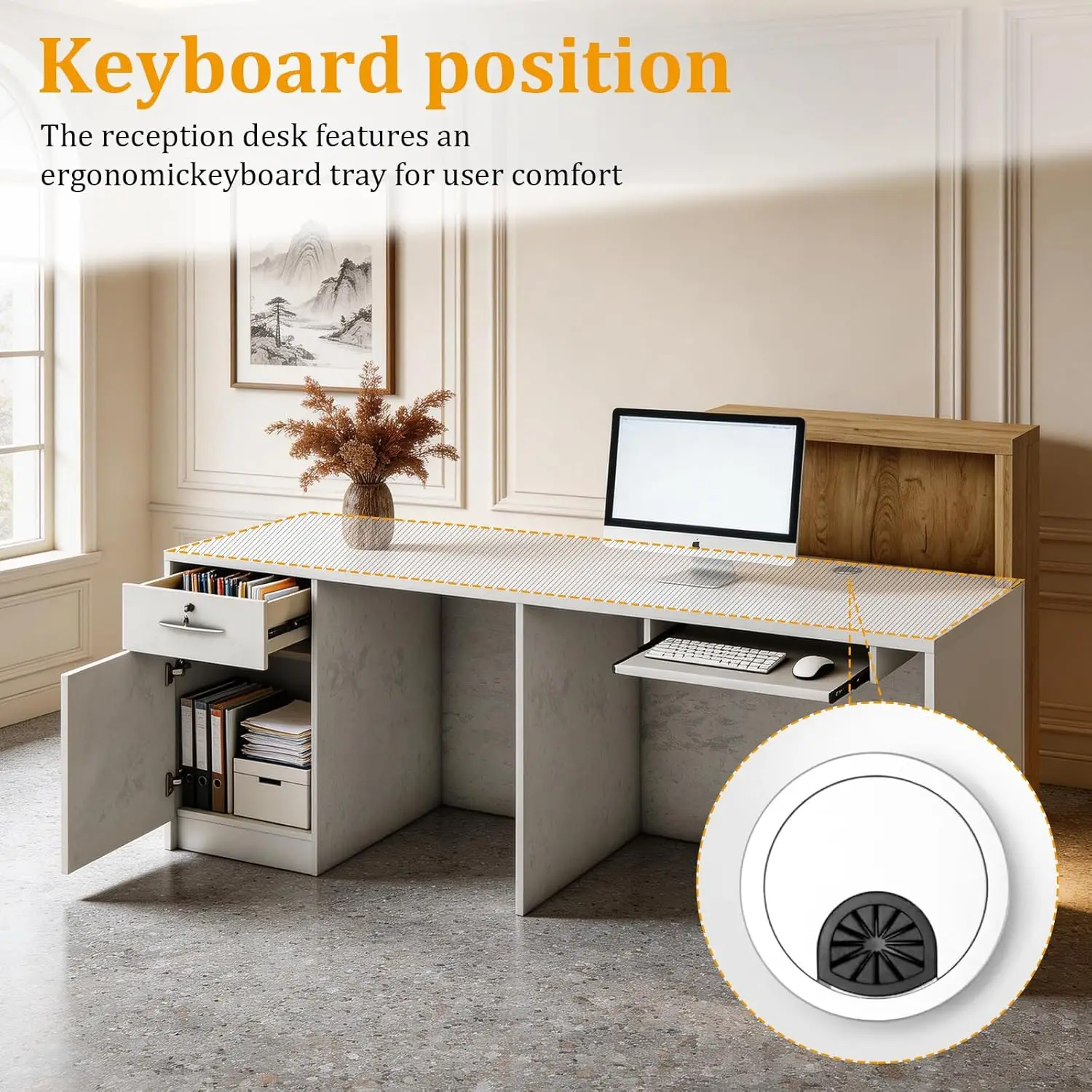 79In 2 Person Reception Desk with LED Light and Drawers 4 | PricZone 79In 2 Person Reception Desk with LED Light and Drawers 4 | PricZone