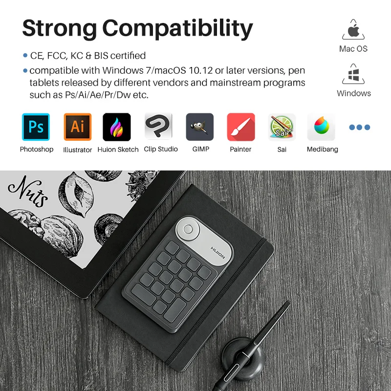 Huion Wireless Keyboard Bluetooth 50 Connection Keydial 2 | PricZone Huion Wireless Keyboard Bluetooth 50 Connection Keydial 2 | PricZone