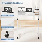 Adjustable 5inch Height Mobile Desk with Locking Wheels 3 | PricZone Adjustable 5 inch Height Mobile Desk with Locking Wheels 3 | PricZone