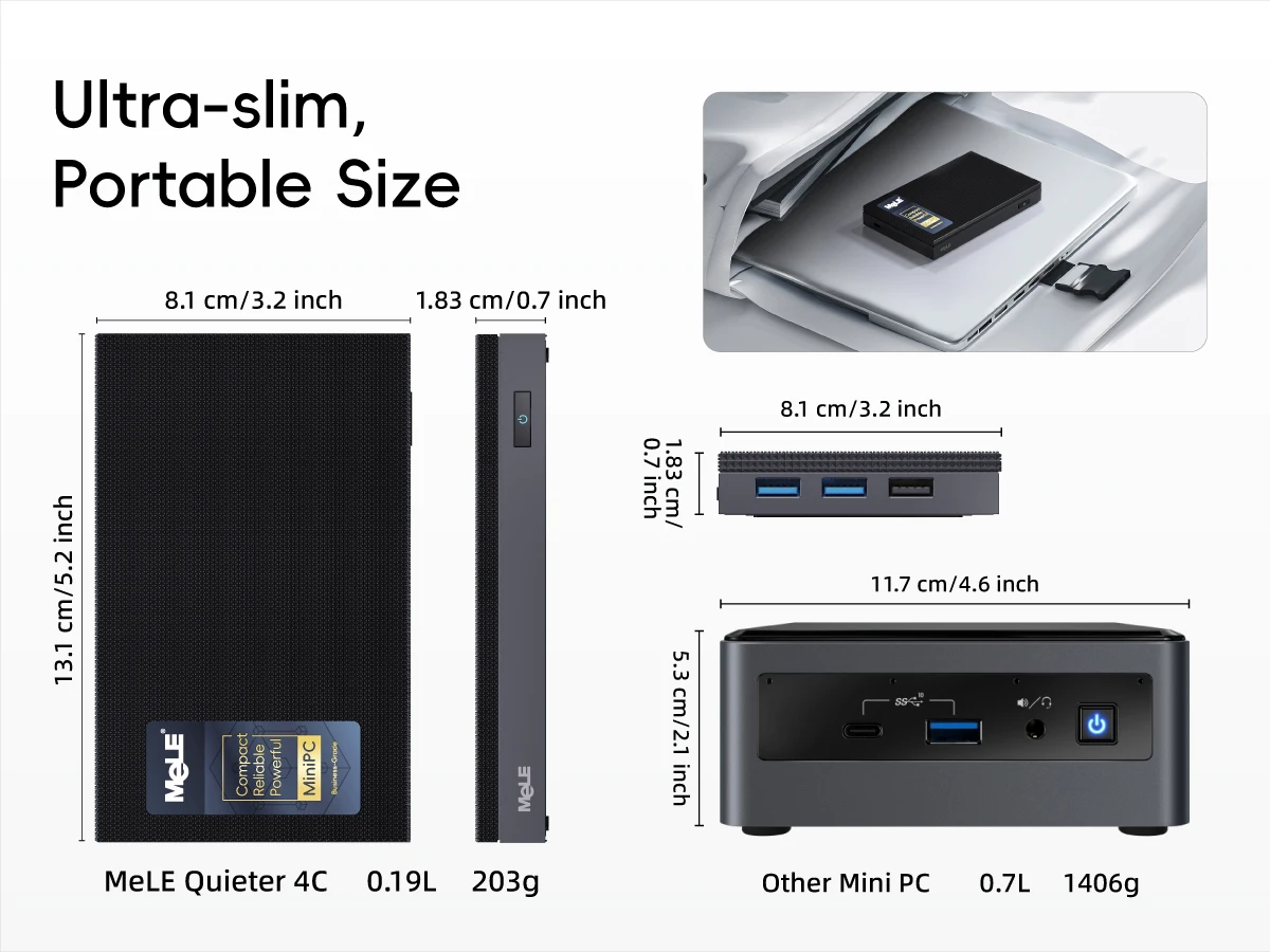 Mele Quieter4C N150 Fanless Mini PC with 8Gb Ddr4 RAM 15