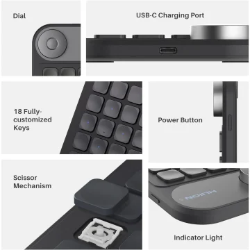 Huion Keydial Mini Wireless Keyboard with Dial for Drawing 2