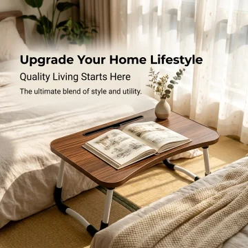 Curved Design Bedside Computer Desk with Sturdy Folding 2 | PricZone