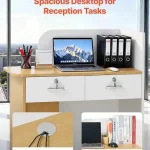5 Inch Modern Office Reception Desk with LED Lighting and 2 6 | PricZone