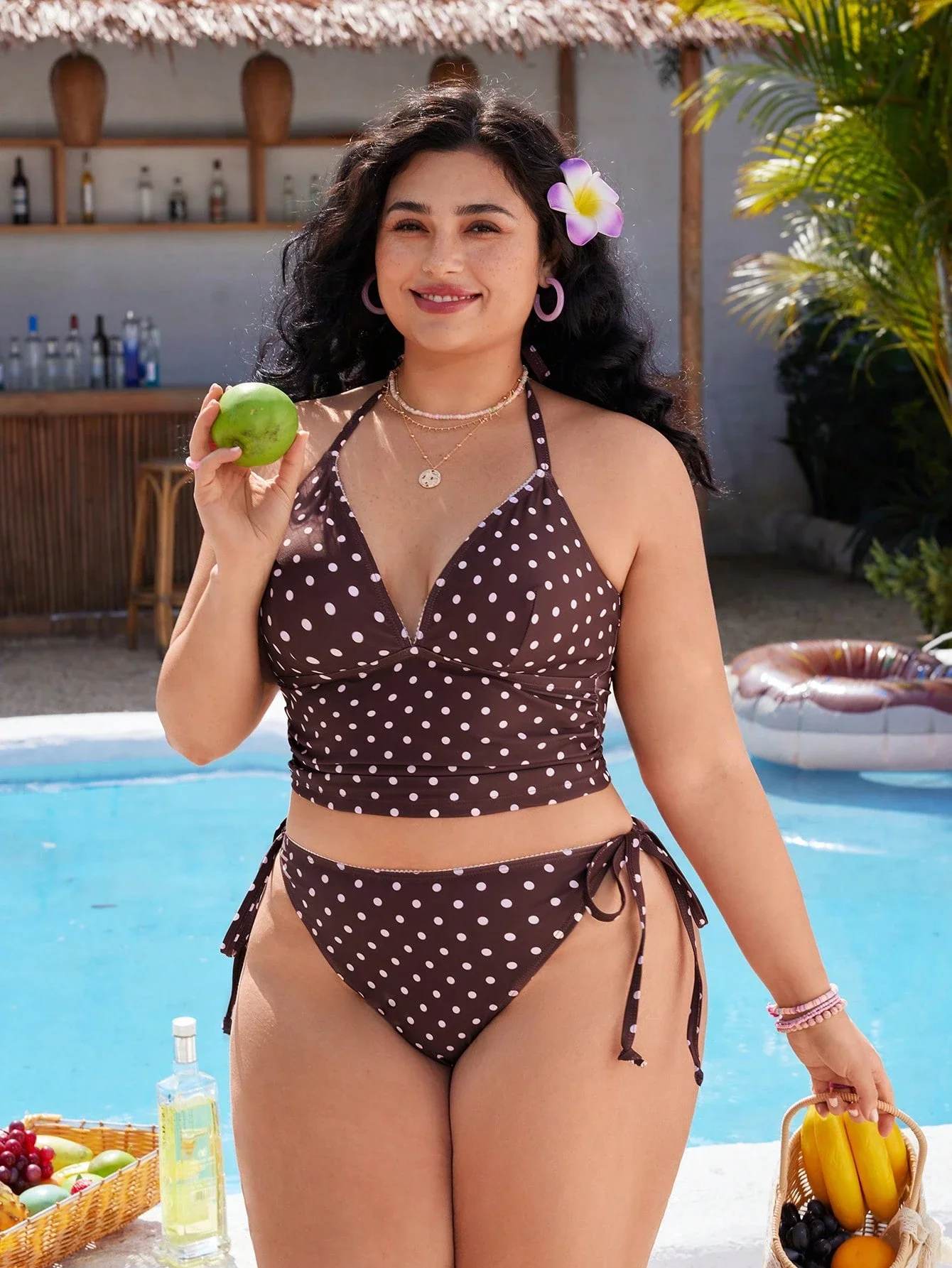 Plus Size Polka Dot Halter Tie Beach Swimwear 6 | PricZone Plus Size Polka Dot Halter Tie Beach Swimwear 6 | PricZone