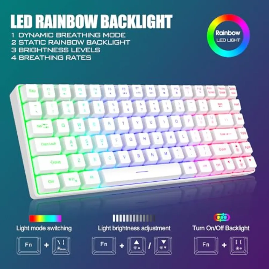 K84 Wireless Keyboard and Mouse Combo with Rainbow Backlit 13