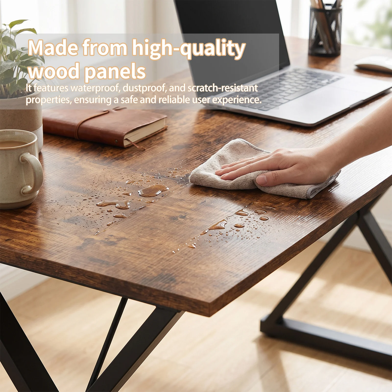 Wooden Computer Desk with Metal Legs for Home Office 5 | PricZone Wooden Computer Desk with Metal Legs for Home Office 5 | PricZone