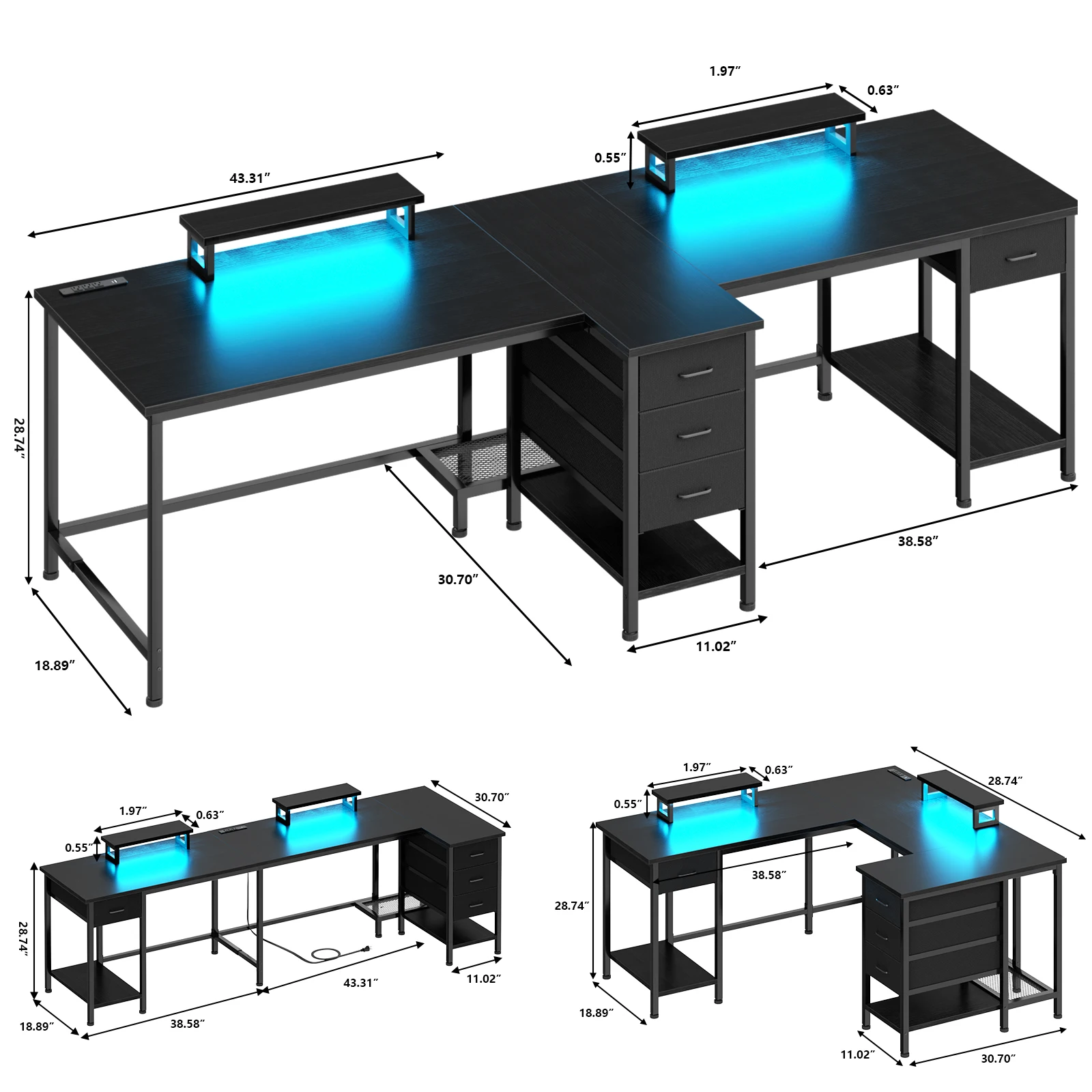 2Person Office Desk with Power Sockets and Storage 3 | PricZone 2 Person Office Desk with Power Sockets and Storage 3 | PricZone