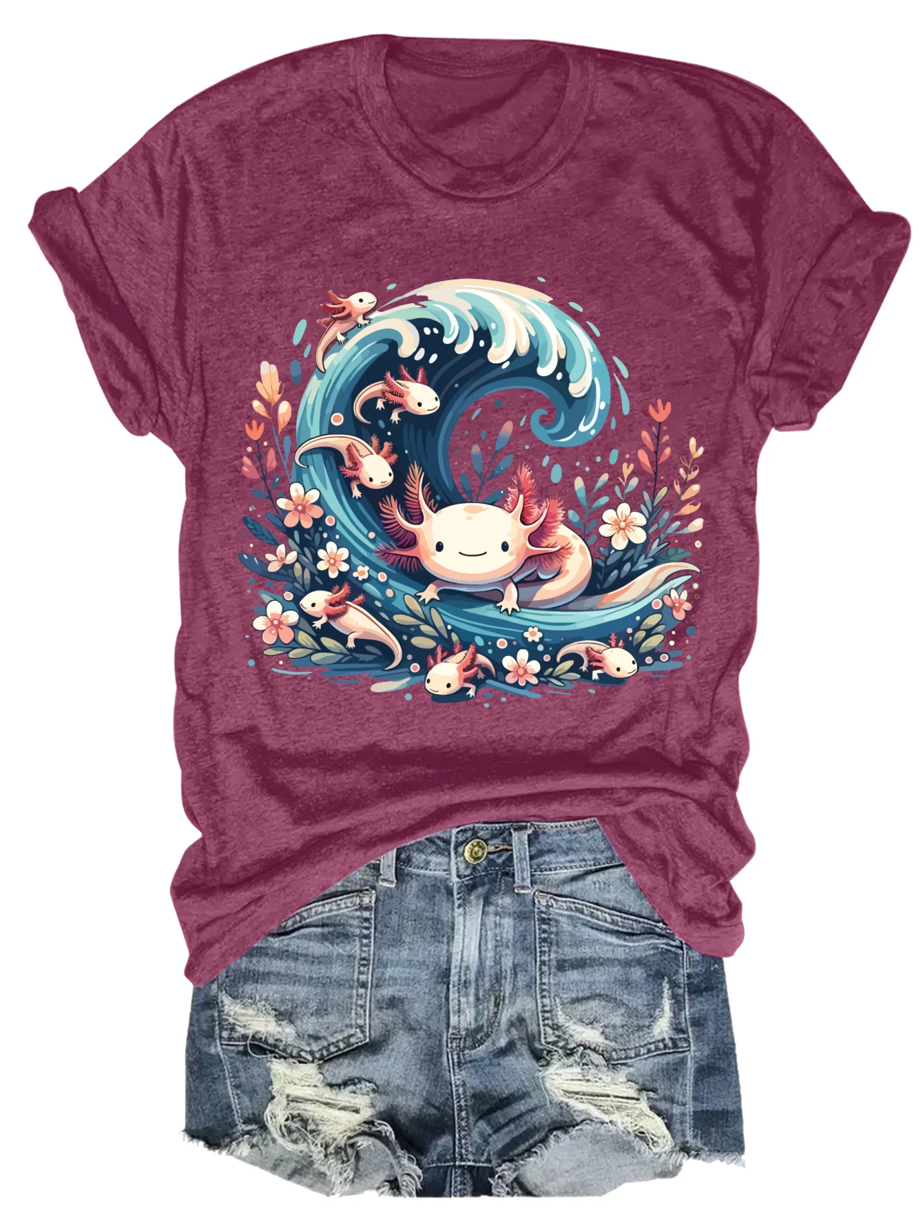 Womens Plus Size Axolotl Wave Tank Top 1 | PricZone Womens Plus Size Axolotl Wave Tank Top 1 | PricZone
