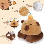 Cute Plush Capybara Shaped Travel Neck Pillow with Citrus 2 | PricZone