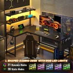 Enhomee 53inch LShaped Office Desk with RGB LED Computer 4 | PricZone Enhomee 53 inch L Shaped Office Desk with RGB LED Computer 4 | PricZone