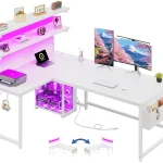 Enhomee 53inch LShaped Office Desk with RGB LED Computer 5 | PricZone Enhomee 53 inch L Shaped Office Desk with RGB LED Computer 5 | PricZone