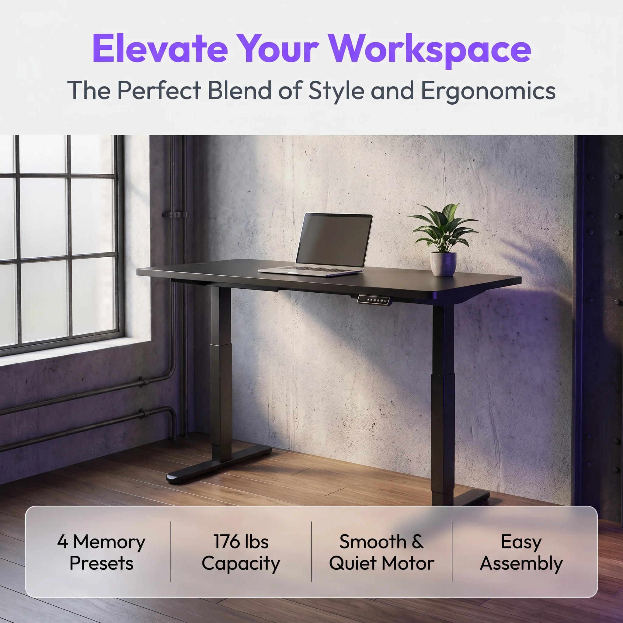 Adjustable Electric Standing Desk with 4 Memory Settings 3 | PricZone Adjustable Electric Standing Desk with 4 Memory Settings 3 | PricZone