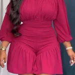 Rose Red Off The Shoulder Three Quarter Sleeve Jumpsuit 2 | PricZone
