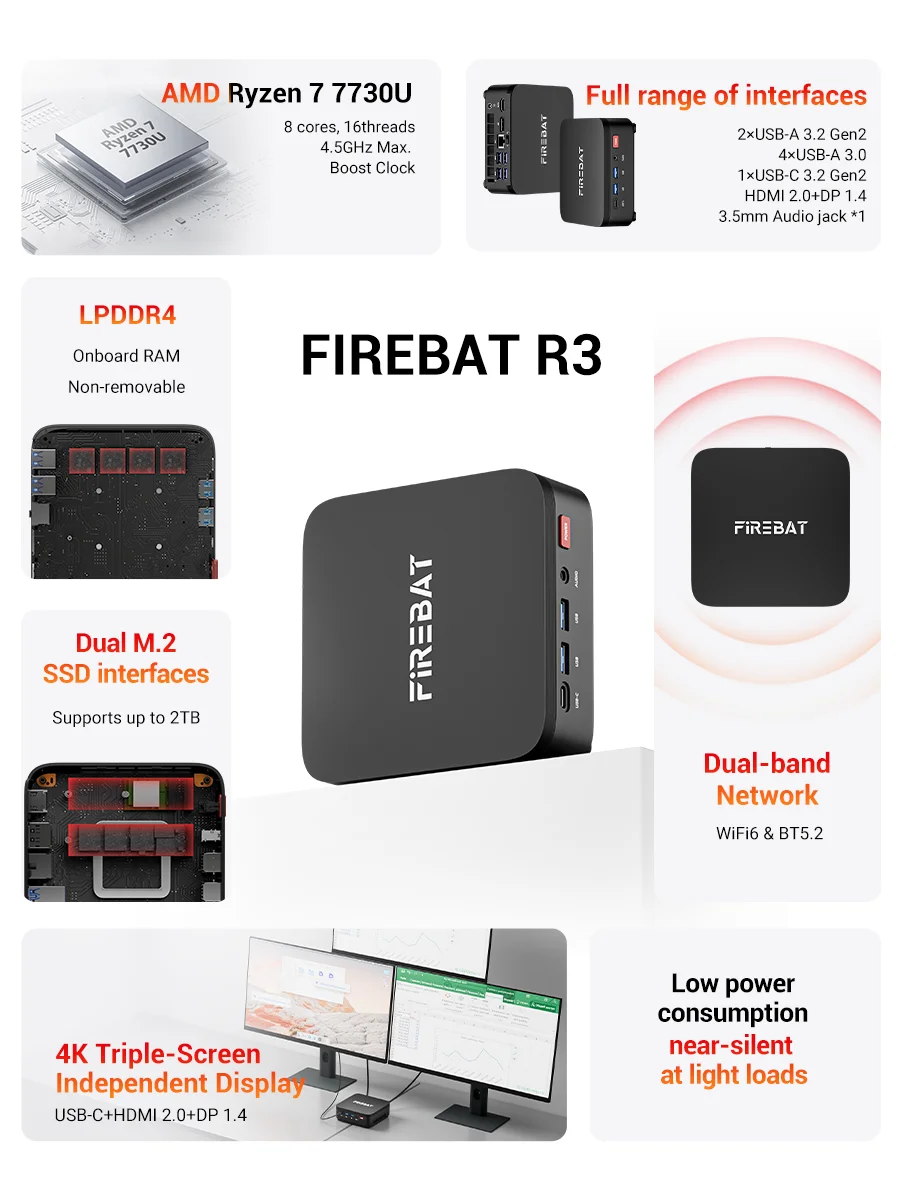 Firebat R3 Mini PC Amd Ryzen7 7730U Ryzen5 7430U Ryzen3 1 | PricZone Firebat R3 Mini PC Amd Ryzen7 7730U Ryzen5 7430U Ryzen3 1 | PricZone