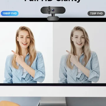1080P Webcam with Microphone Wide View Auto Light 2
