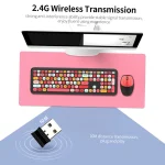 Modern Mofii 666 Wireless Keyboard Mouse Combo with 110 Keys 2 | PricZone Wireless keyboard and mouse set on a pink desk mat with USB receiver highlighting 10m wireless transmission range | PricZone