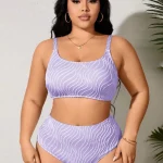Plus Size Women Wavy Print High Waist Bikini Set Summer 4 | PricZone Plus Size Women Wavy Print High Waist Bikini Set Summer 4 | PricZone