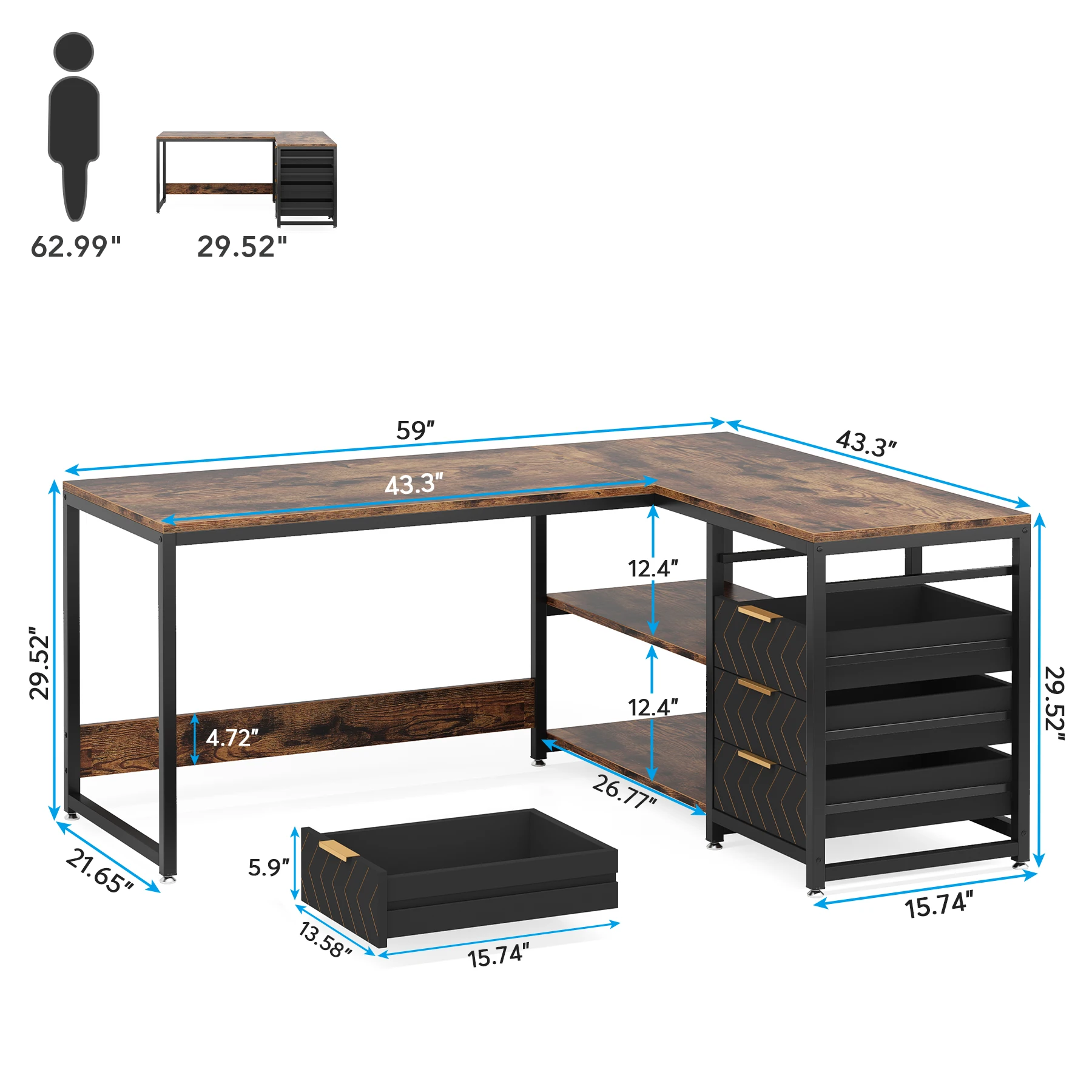Tribesigns LShaped Computer Desk with Storage Drawers 6 | PricZone Tribesigns L Shaped Computer Desk with Storage Drawers 6 | PricZone