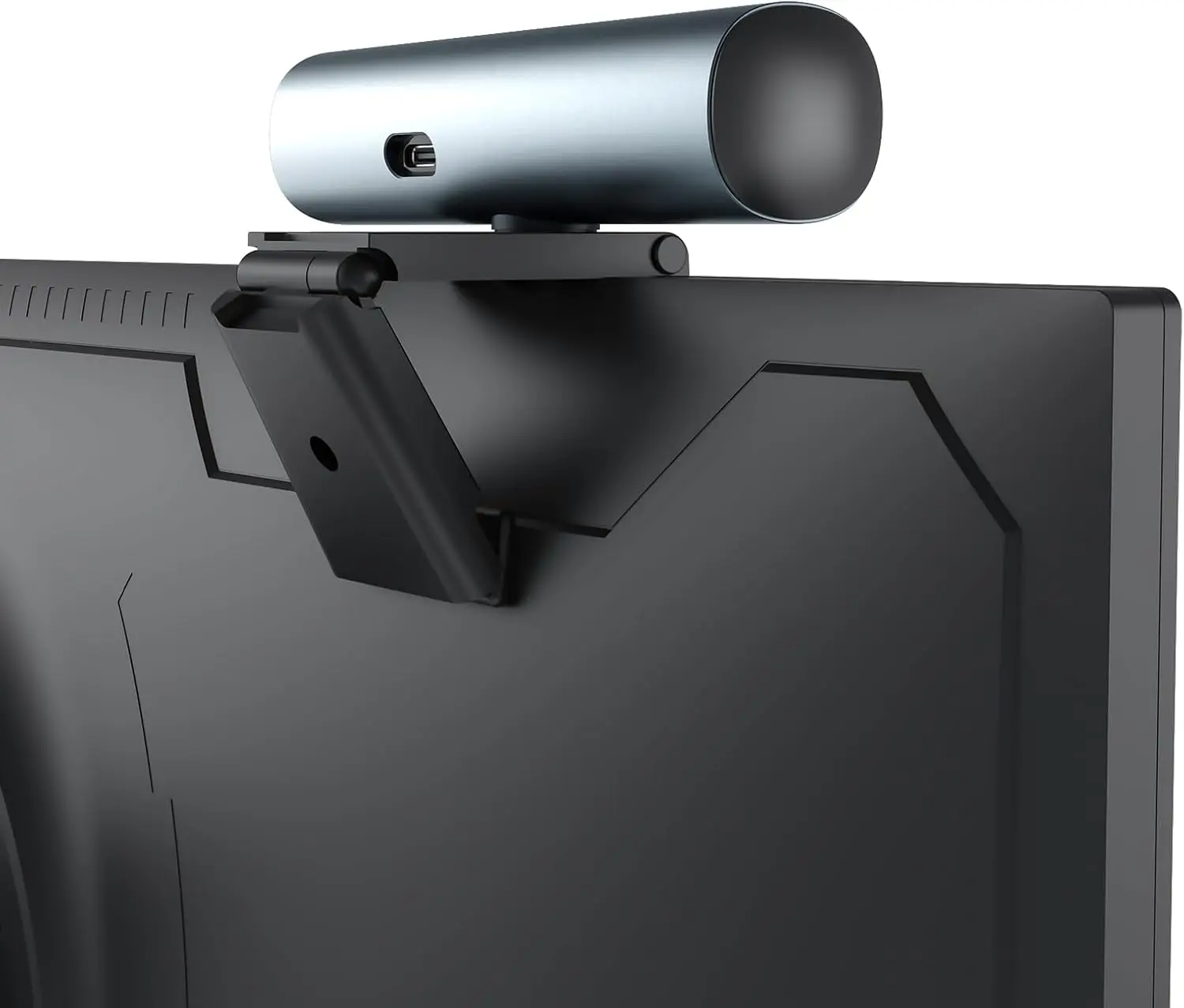 Redragon Gw911 4K Webcam for PC with Dual NoiseCancelling 2 | PricZone Black computer monitor with a cylindrical webcam mounted on top | PricZone