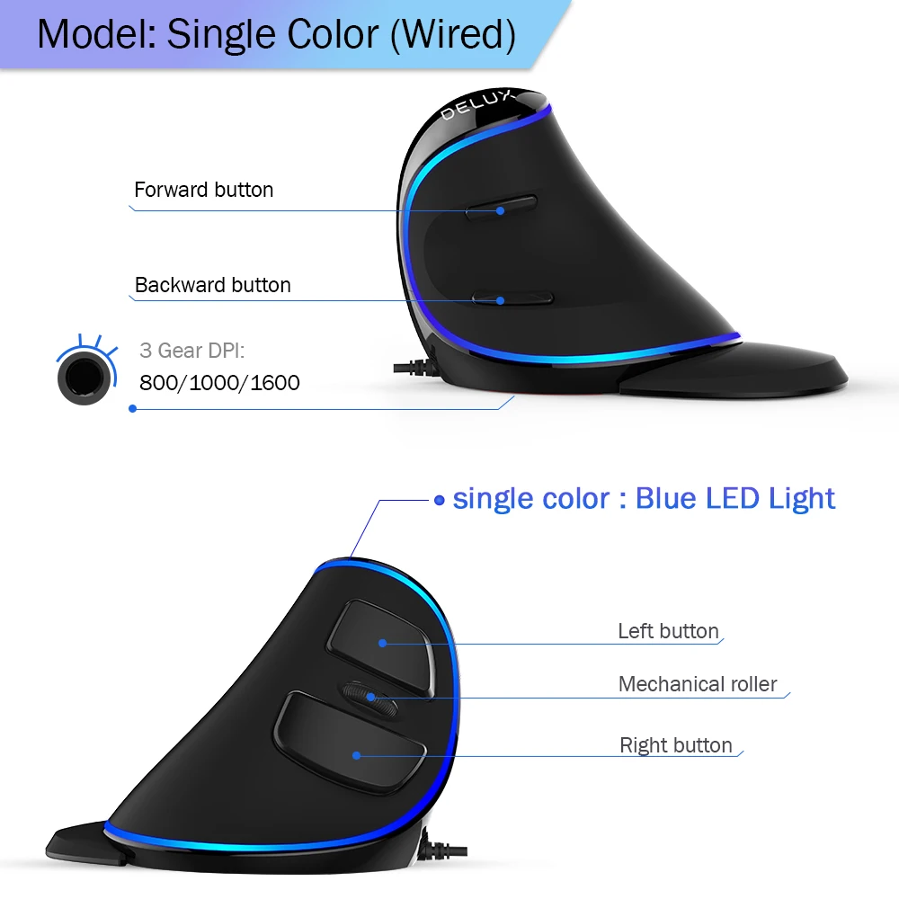 Delux M618 Plus Ergonomic Vertical Gaming Mouse 6 Buttons 4 | PricZone Delux M618 Plus Ergonomic Vertical Gaming Mouse 6 Buttons 4 | PricZone