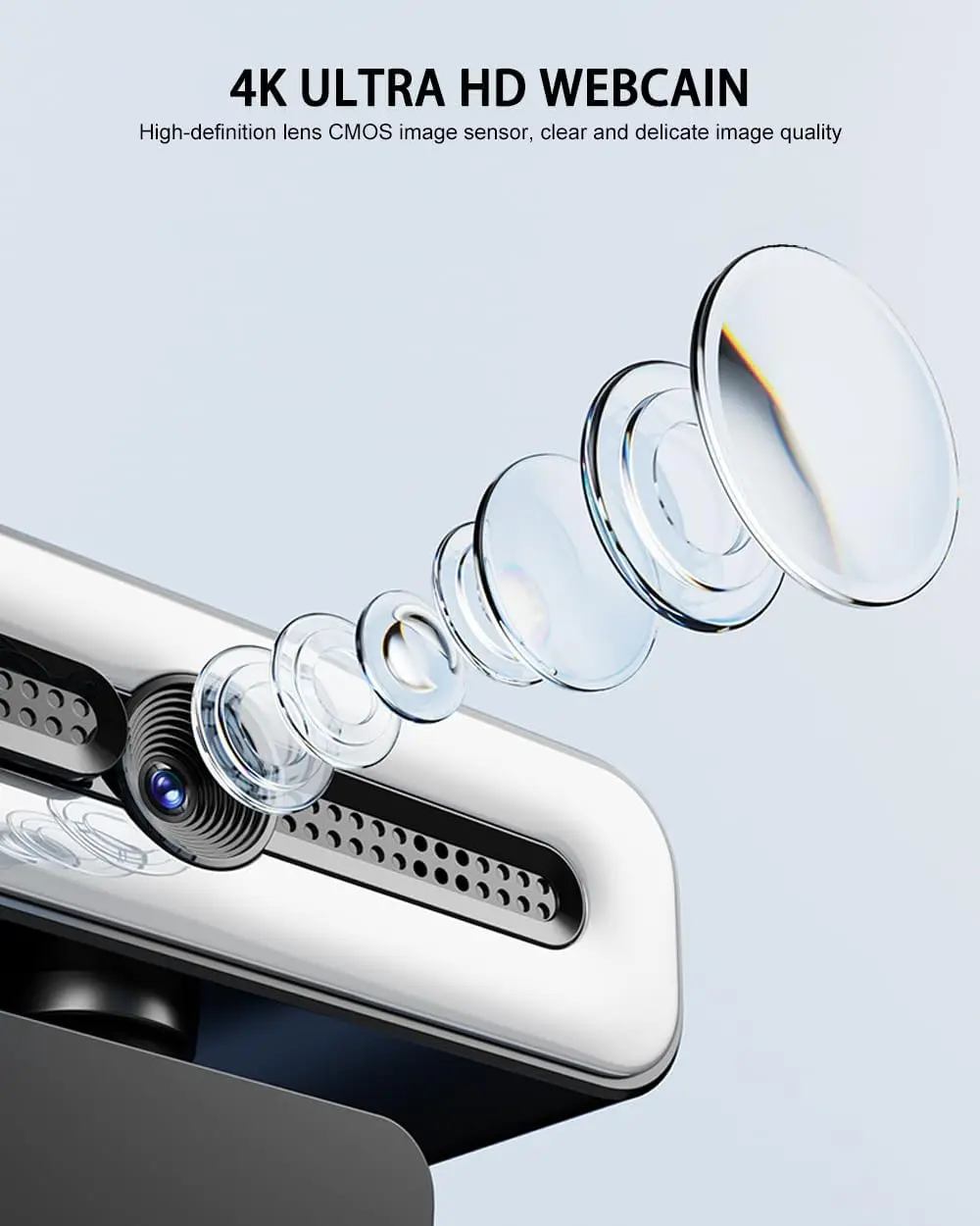 4K Uhd Webcam with Dual Mics and Auto Light Correction 10