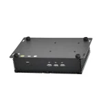 12Th Gen Fanless Mini PC I7 1255U Desktop Computer 5 | PricZone Black rugged mini PC with three USB ports on the front panel and side cooling fins | PricZone