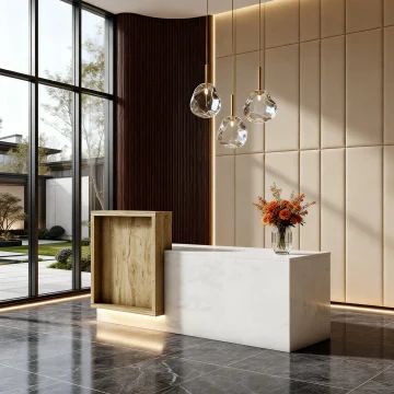 79In 2 Person Reception Desk with LED Light and Drawers 1 | PricZone