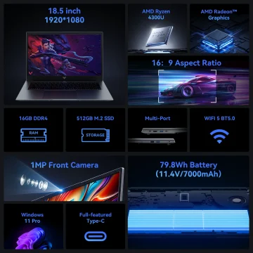 5-Inch AMD Ryzen 3 4300U Laptop 16Gb 512Gb 1