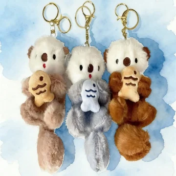 Cute Sea Otter Plush Keychain Pink Gift 2