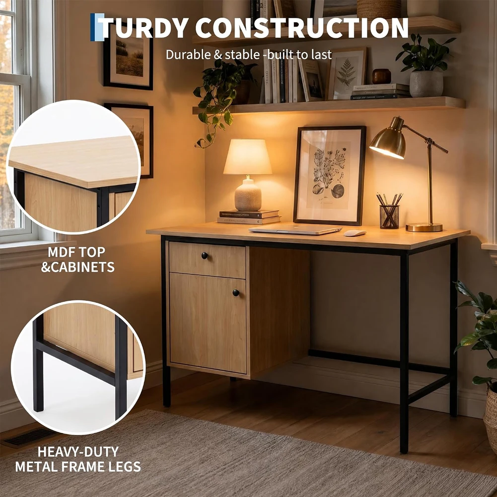Compact Natural Oak Computer Desk with Storage 3 | PricZone Compact Natural Oak Computer Desk with Storage 3 | PricZone