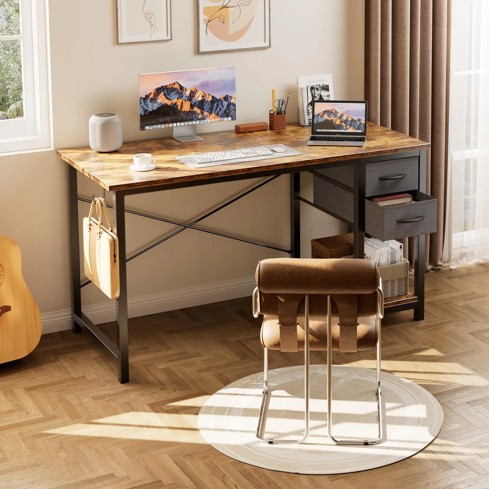 47-in Computer Desk with 2 Drawers for Study Office 14