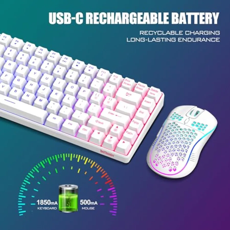 K84 Wireless Keyboard and Mouse Combo with Rainbow Backlit 15