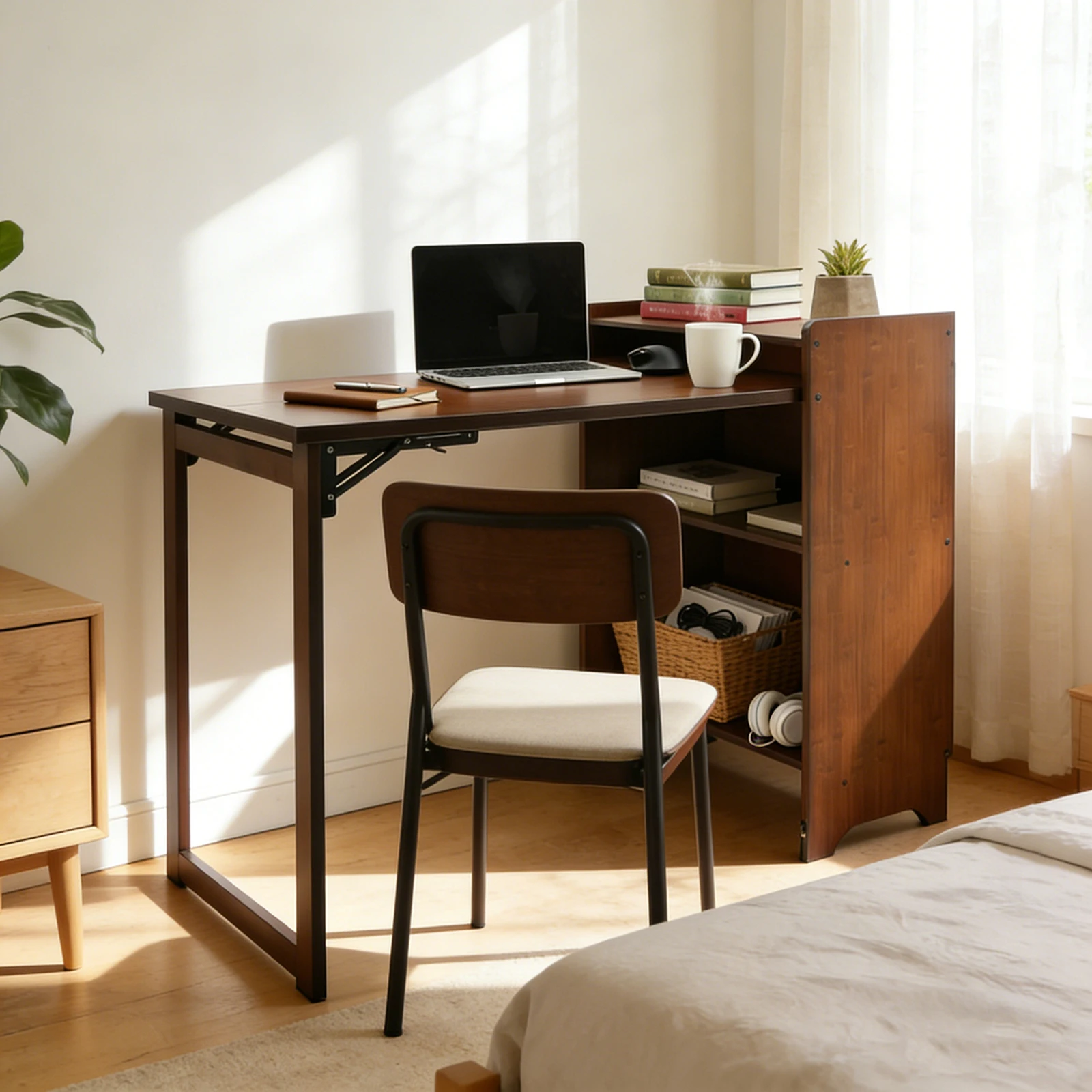 Foldable Bamboo Computer Desk with Storage Shelves 2 | PricZone Foldable Bamboo Computer Desk with Storage Shelves 2 | PricZone