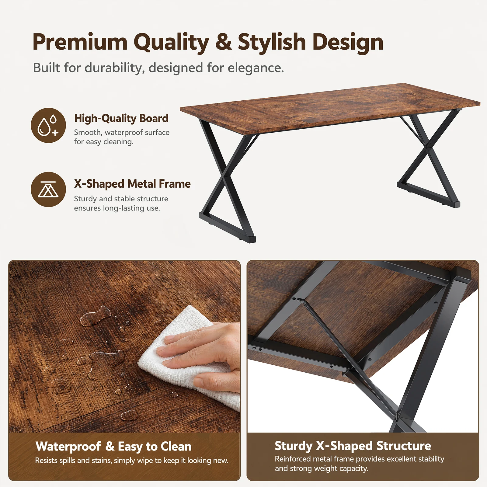 Wooden Computer Desk with Metal Legs for Home Office 3 | PricZone Wooden Computer Desk with Metal Legs for Home Office 3 | PricZone