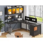 L Shaped Gaming Desk with Hutch and Storage 2 | PricZone
