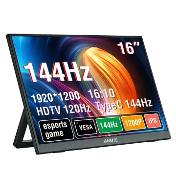 16 inch gaming monitor on a stand displaying 144Hz refresh rate and 1920x1200 resolution IPS panel specifications stickered on screen | PricZone