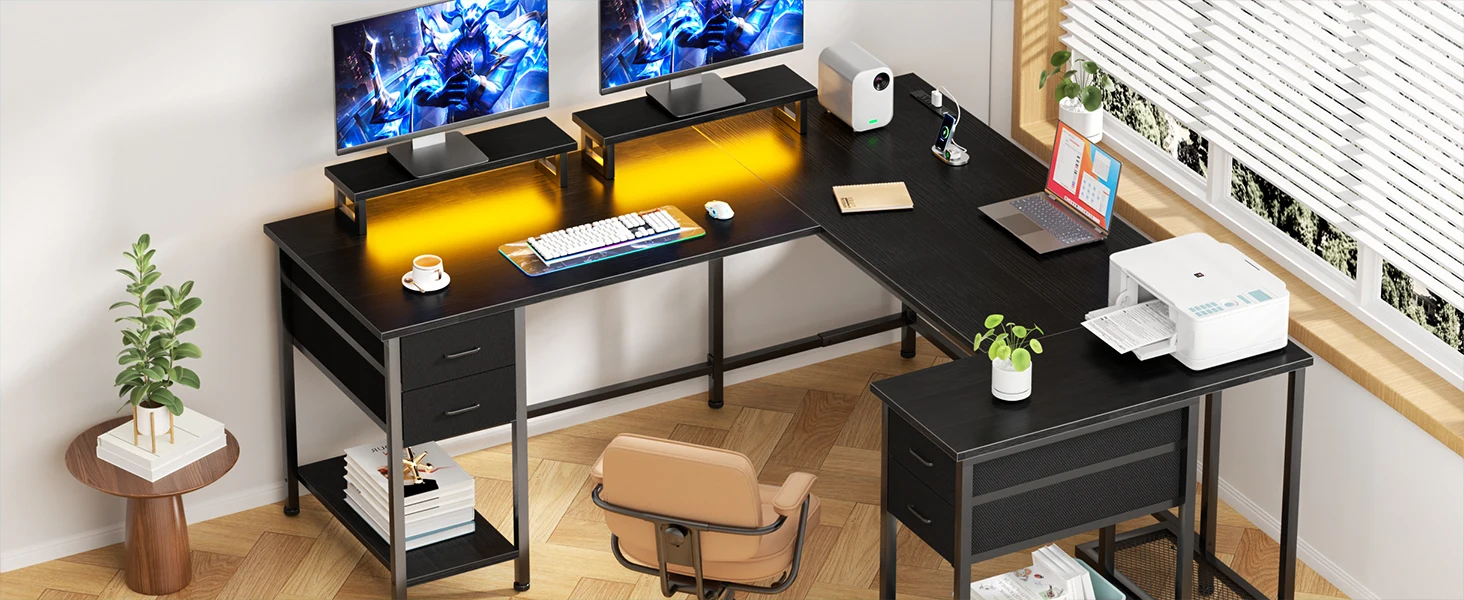 2-Person Office Desk with Power Sockets and Storage 21