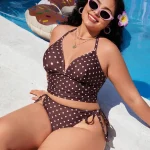 Plus Size Polka Dot Halter Tie Beach Swimwear 5 | PricZone Plus Size Polka Dot Halter Tie Beach Swimwear 5 | PricZone
