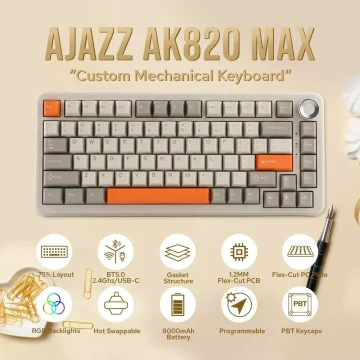 Ajazz Ak820 Max Wireless Office Gaming Esports Mechanical 2 | PricZone Ajazz Ak820 Max Wireless Office Gaming Esports Mechanical 2 | PricZone