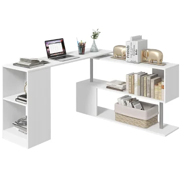 55 inch 360° Rotating Corner Computer Desk Modern L Shaped Home 1 | PricZone