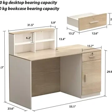 Reception Desk with Counter and Lockable Storage Drawers 2
