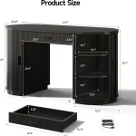 Fluted Executive Computer Desk with Drawers 3 | PricZone